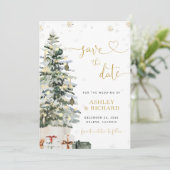Kerstboom Huwelijk Save The Date (Staand voorkant)