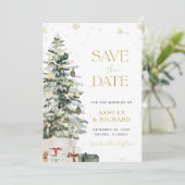 Kerstboom Huwelijk Save The Date (Staand voorkant)