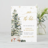 Kerstboom Huwelijk Save The Date (Staand voorkant)