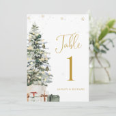 Kerstboom Huwelijk Tafel Nummerkaart (Staand voorkant)