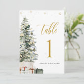 Kerstboom Huwelijk Tafel Nummerkaart (Staand voorkant)