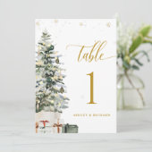 Kerstboom Huwelijk Tafel Nummerkaart (Staand voorkant)