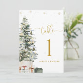 Kerstboom Huwelijk Tafel Nummerkaart (Staand voorkant)