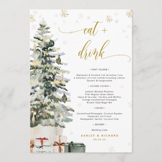 Kerstboom Huwelijksmenu Menu (Voorkant)