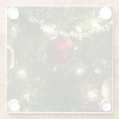 Kerstboom I Vakantie  groen en rood Glazen Onderzetter (Achterkant)