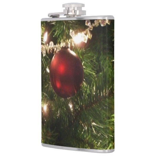 Kerstboom I Vakantie  groen en rood Heupfles (Links)