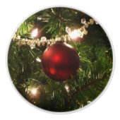 Kerstboom I Vakantie  groen en rood Keramische Knop (Voorkant)
