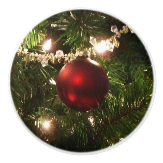 Kerstboom I Vakantie  groen en rood Keramische Knop (Voorkant)
