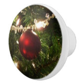 Kerstboom I Vakantie  groen en rood Keramische Knop (Rechts)