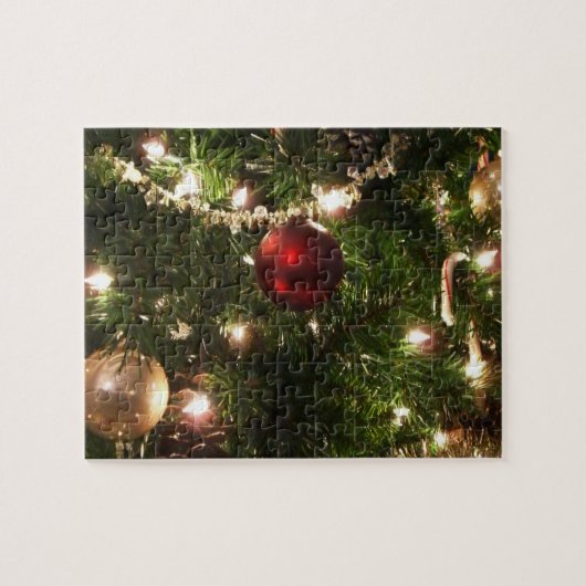 Kerstboom I Vakantie  groen en rood Legpuzzel (Horizontaal)