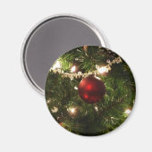 Kerstboom I Vakantie  groen en rood Magneet (Voorkant / Achterkant)