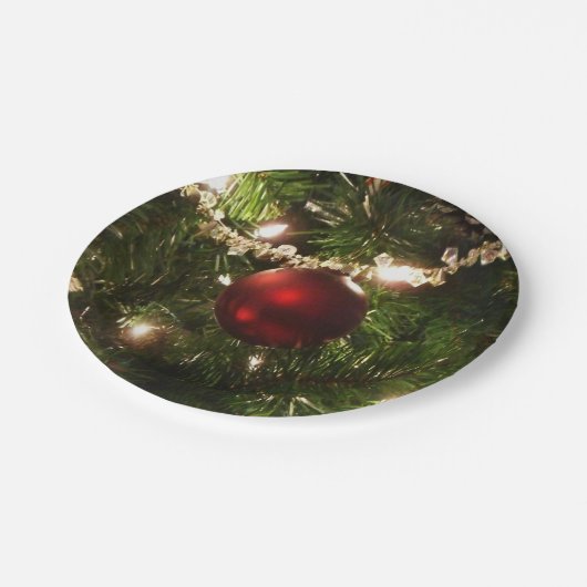 Kerstboom I Vakantie  groen en rood Papieren Bordje (Gekanteld)