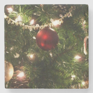 Kerstboom I Vakantie  groen en rood Stenen Onderzetter