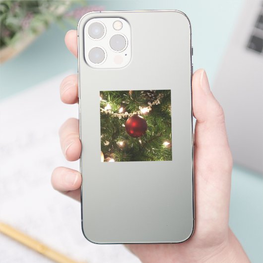 Kerstboom I Vakantie  groen en rood Sticker (Telefoon)