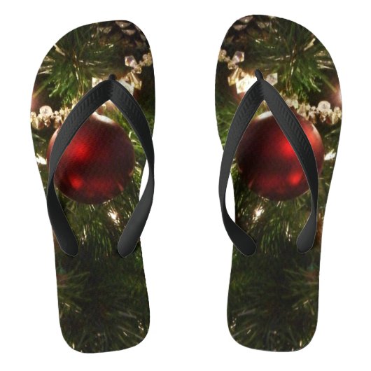 Kerstboom I Vakantie groen en rood Teenslippers (Voetbed)