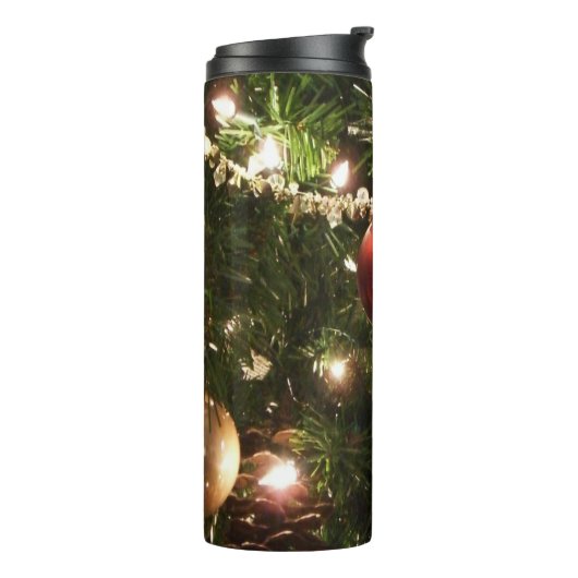 Kerstboom I Vakantie  groen en rood Thermosbeker (Gedraaid links)