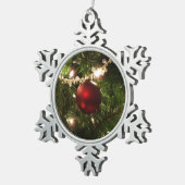 Kerstboom I Vakantie  groen en rood Tin Sneeuwvlok Ornament (Rechts)