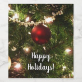 Kerstboom I Vakantie  groen en rood Wijn Etiket (Enkel label)