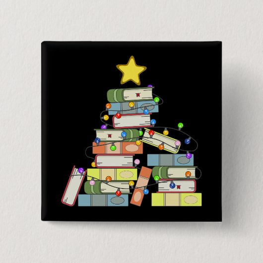 Kerstboom I Vierkante Button 5,1 Cm (Voorkant)