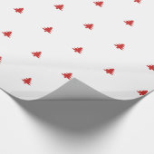 Kerstboom iconisch patroon feestelijk rood/wit cadeaupapier (Hoek)