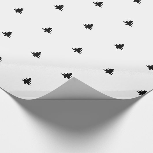 Kerstboom iconisch patroon feestelijk zwart / wit cadeaupapier (Hoek)