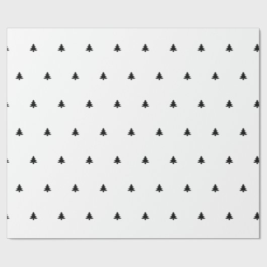 Kerstboom iconisch patroon feestelijk zwart / wit cadeaupapier (Vlak)