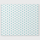 Kerstboom Iconisch Patroon Feestelijke Aqua/Wit Cadeaupapier (Vlak)