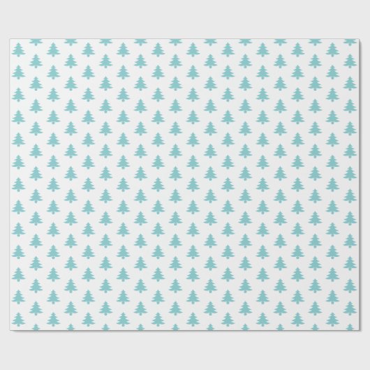 Kerstboom Iconisch Patroon Feestelijke Aqua/Wit Cadeaupapier (Vlak)