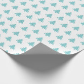 Kerstboom Iconisch Patroon Feestelijke Aqua/Wit Cadeaupapier (Hoek)