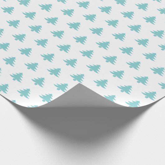 Kerstboom Iconisch Patroon Feestelijke Aqua/Wit Cadeaupapier (Hoek)