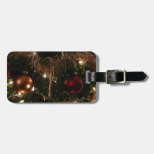 Kerstboom II Vakantie rood en goud Bagagelabel