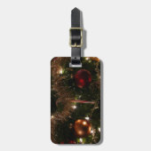 Kerstboom II Vakantie rood en goud Bagagelabel (Voorkant verticaal)