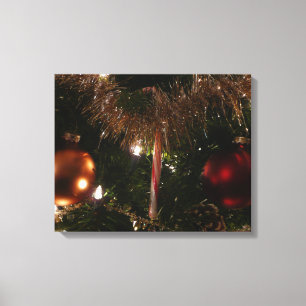 Kerstboom II Vakantie rood en goud Canvas Afdruk