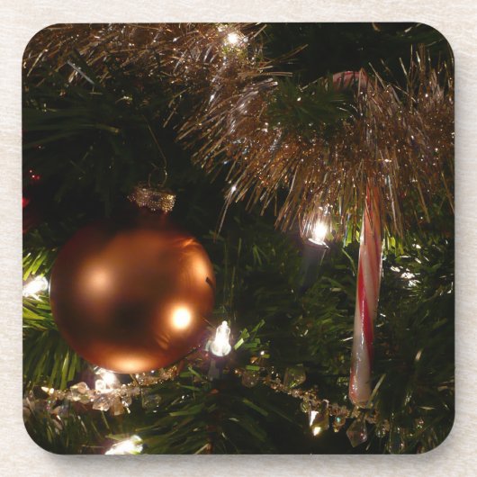 Kerstboom II Vakantie rood en goud Drankjes Onderzetter (Voorkant)