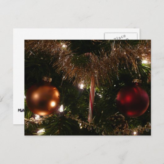 Kerstboom II Vakantie rood en goud Feestdagenkaart (Voorkant / Achterkant)