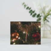 Kerstboom II Vakantie rood en goud Feestdagenkaart (Staand voorkant)