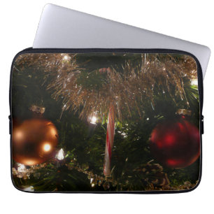 Kerstboom II Vakantie rood en goud Laptop Sleeve