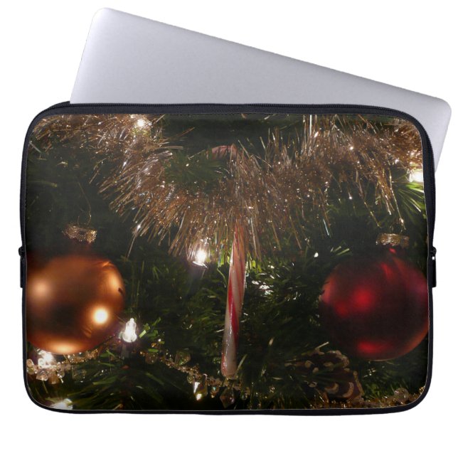 Kerstboom II Vakantie rood en goud Laptop Sleeve (Voorkant)
