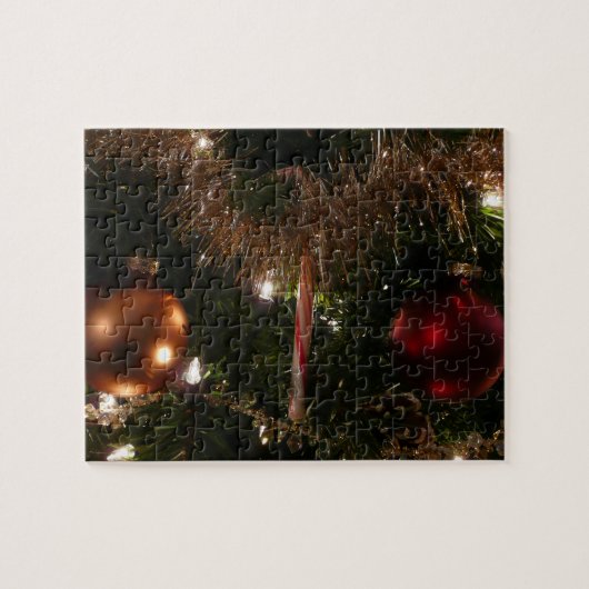 Kerstboom II Vakantie rood en goud Legpuzzel (Horizontaal)
