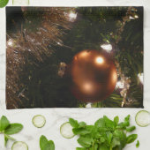 Kerstboom II Vakantie rood en goud Theedoek (Gevouwen)