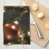 Kerstboom II Vakantie rood en goud Theedoek (Quarter Fold)