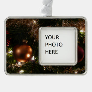 Kerstboom II Vakantie rood en goud Verzilverd Omlijst Ornament