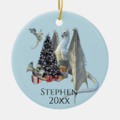 Kerstboom Ijsdraak met Babies Keramisch Ornament (Voorkant)