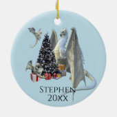 Kerstboom Ijsdraak met Babies Keramisch Ornament (Achterkant)