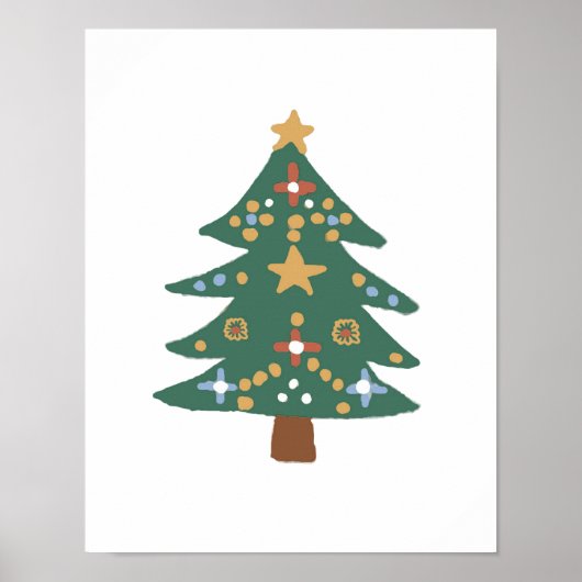 Kerstboom Illustratie Noordse Print (Voorkant)