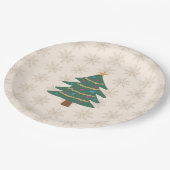 Kerstboom Illustratie Sneeuwvlok Patroon Papieren Bordje (Gekanteld)