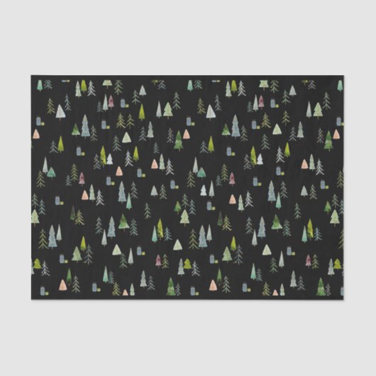 Kerstboom illustratie Waterverf Tissuepapier (Voorkant)