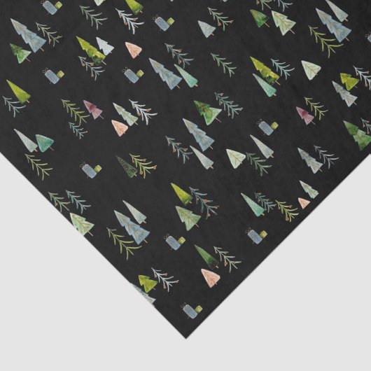 Kerstboom illustratie Waterverf Tissuepapier (Detail)