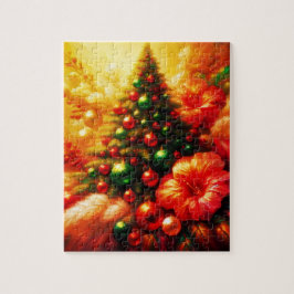 Kerstboom in 1974 stijl versierd legpuzzel