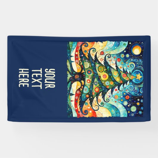 Kerstboom in abstracte kunst 3 - Fan Fun Spandoek (Horizontaal)